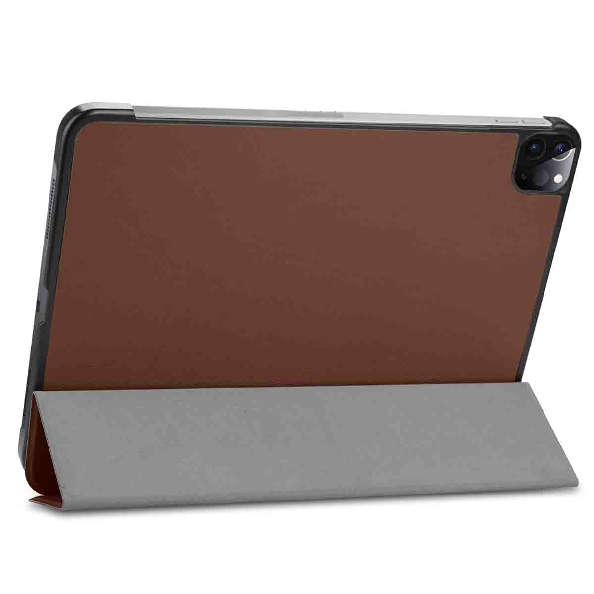 Brown and gray iPad case, showing a protective and versatile design.
