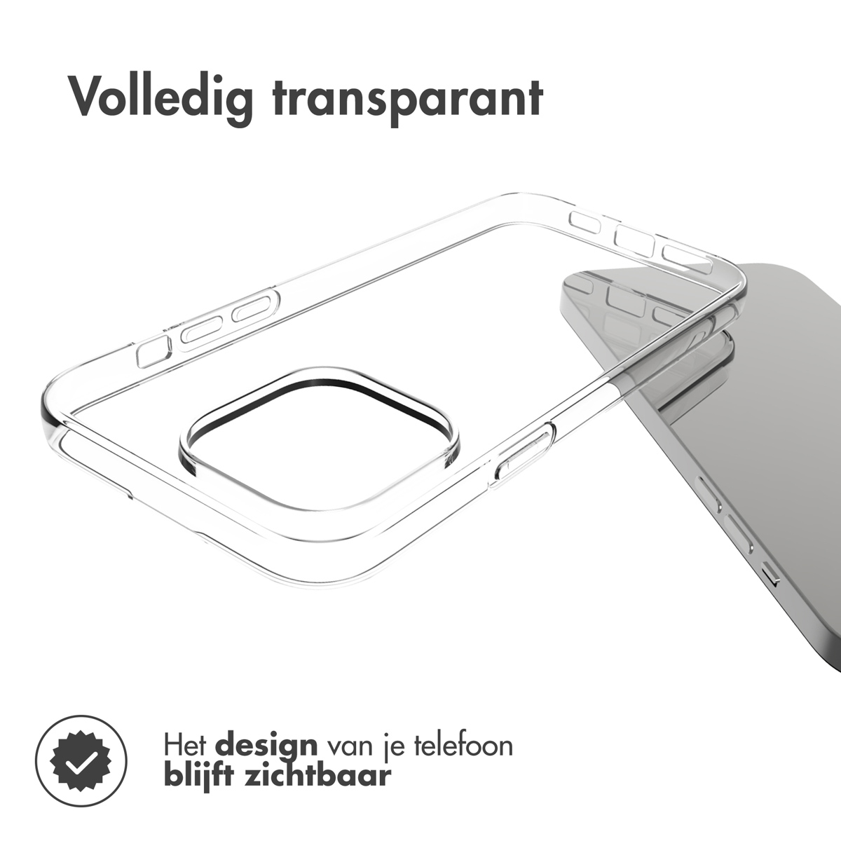 Custodia trasparente. Testo: Completamente trasparente. Il design del tuo telefono rimane visibile.