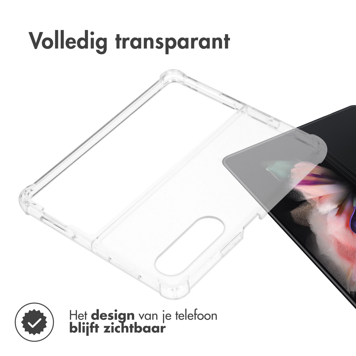Clear phone case on a phone. The case is transparent, showing the phone and the case.