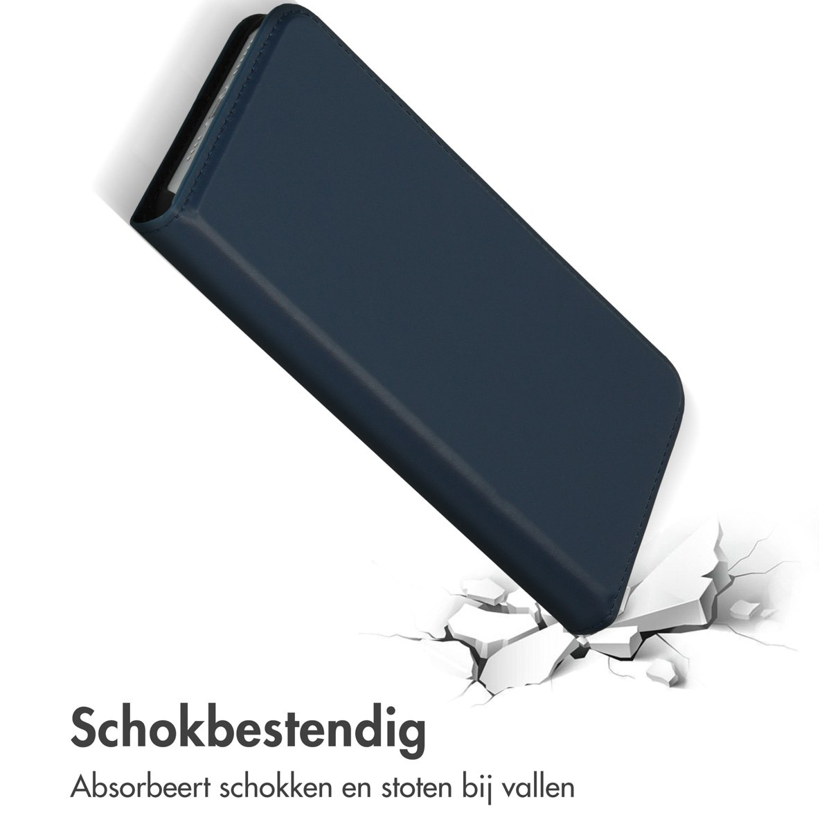 Marineblaue Handyhülle mit Schadensschutz. Die Hülle ist stoßfest.