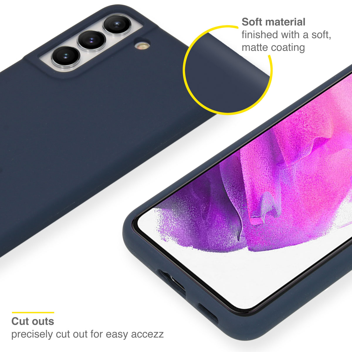 ACCEZZ Liquid Back Cover aus Silikon, Full Cover, Samsung, Galaxy S22, Dunkelblau