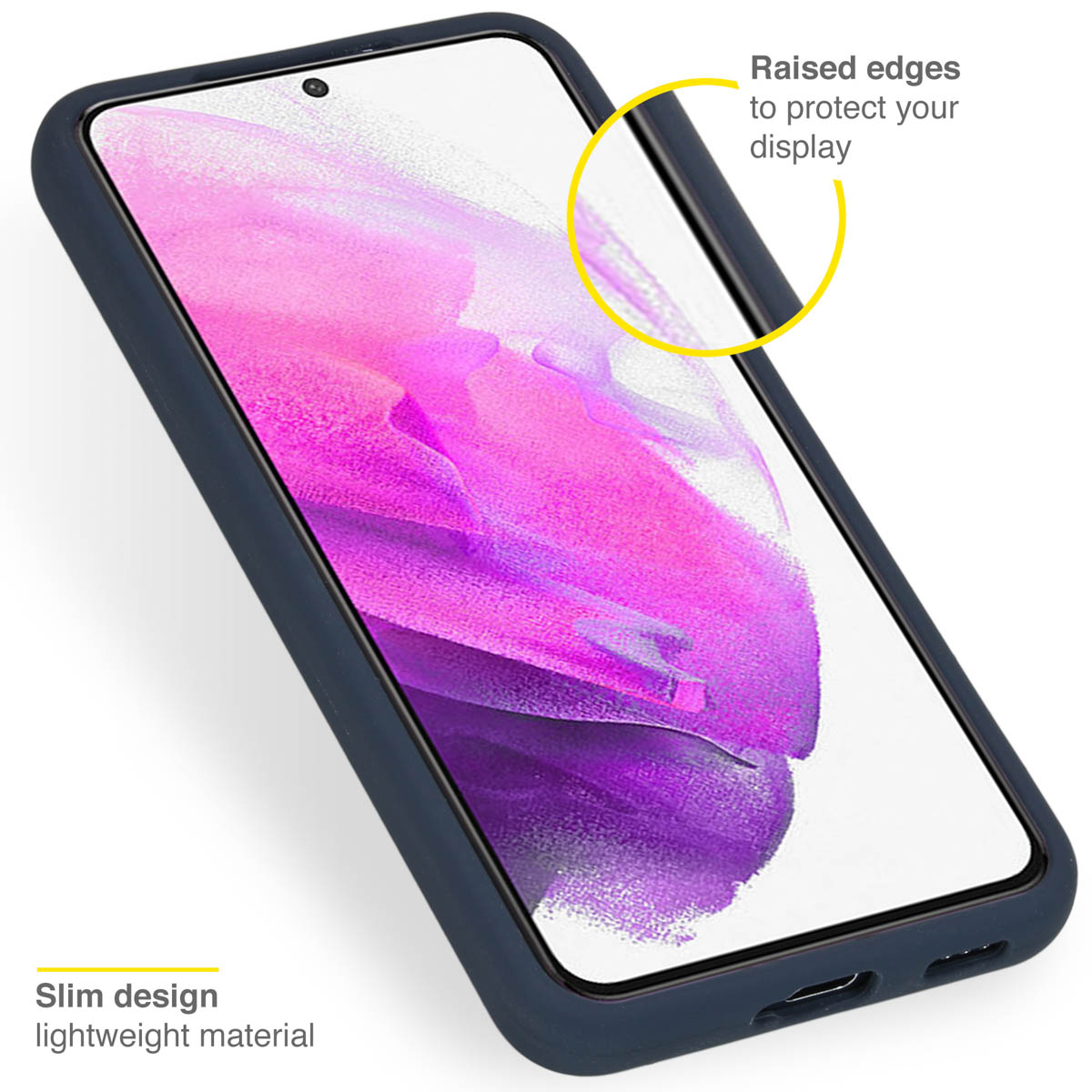 ACCEZZ Liquid Back Cover aus Silikon, Full Cover, Samsung, Galaxy S22, Dunkelblau