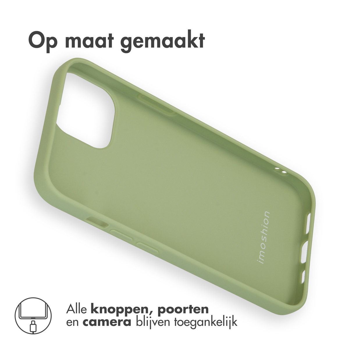 Groene telefoonhoes met een op maat gemaakt ontwerp, waardoor alle knoppen, poorten en de camera toegankelijk blijven.