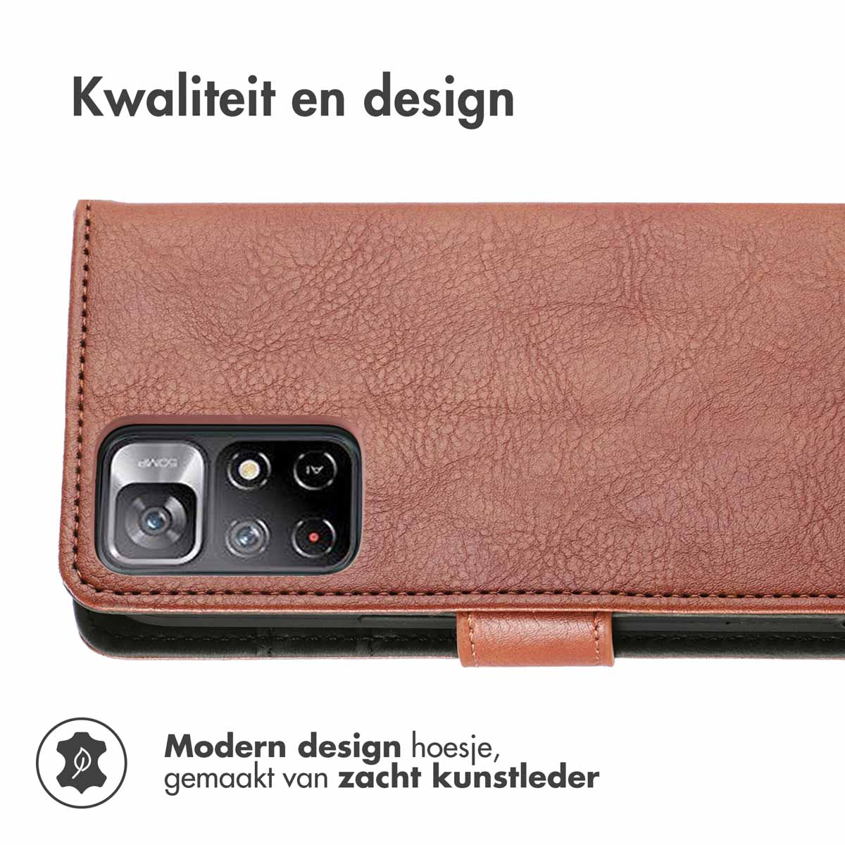 Bruine telefoonhoes, met de open hoes.