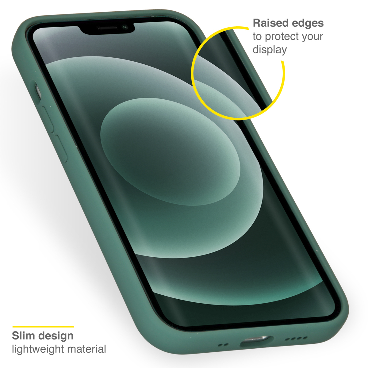 Groene telefoonhoes met een telefoon erin. Toont een cirkel die de randen markeert.