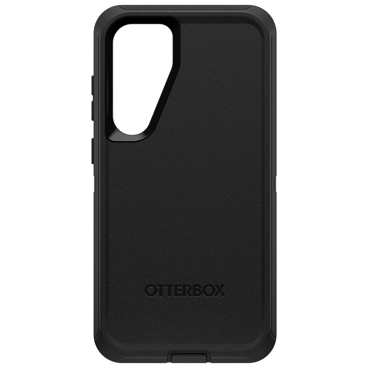 Custodia Otterbox nera. La parte posteriore della custodia è visibile. Testo: Otterbox.