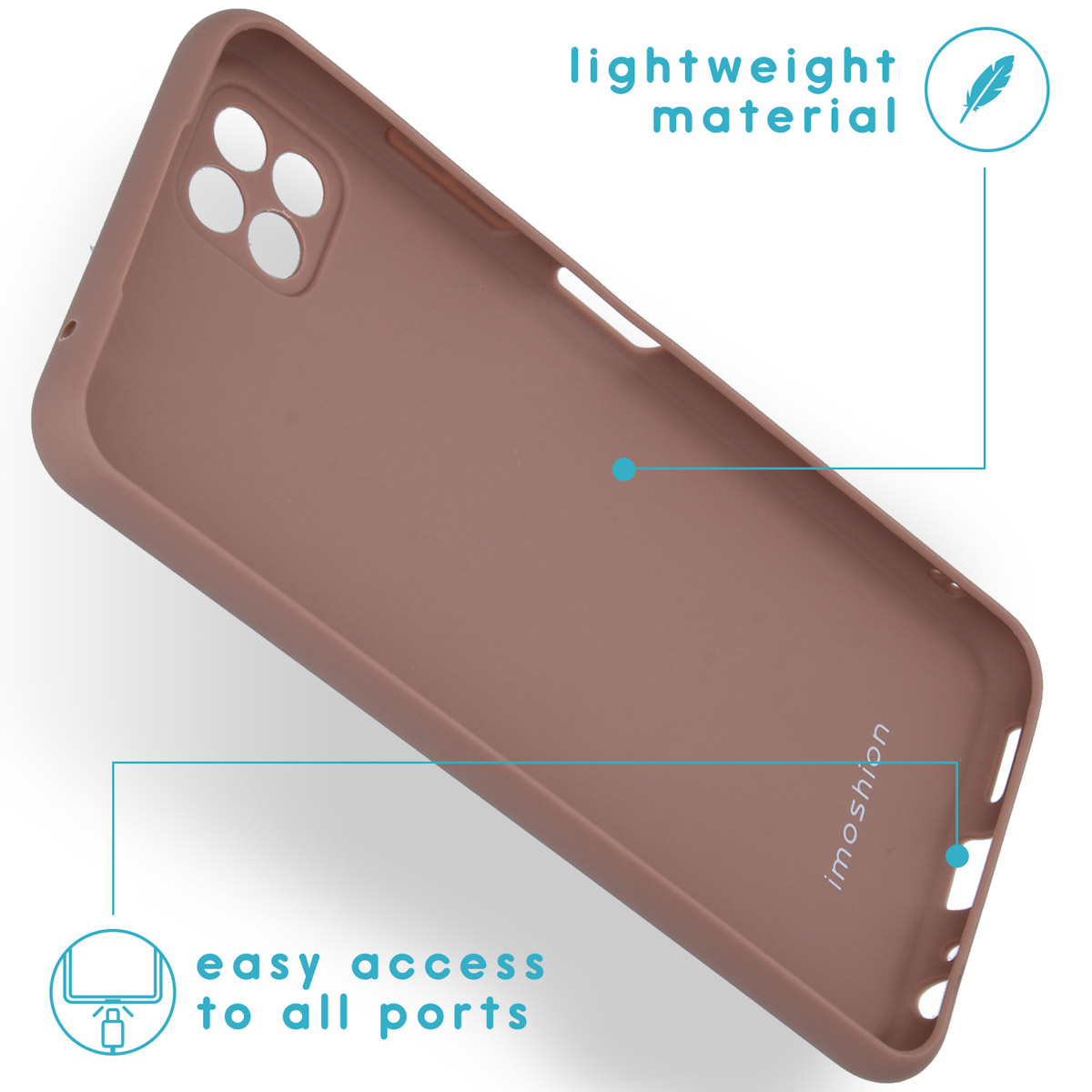 Una custodia per telefono marrone, con facile accesso alle porte e materiale leggero.