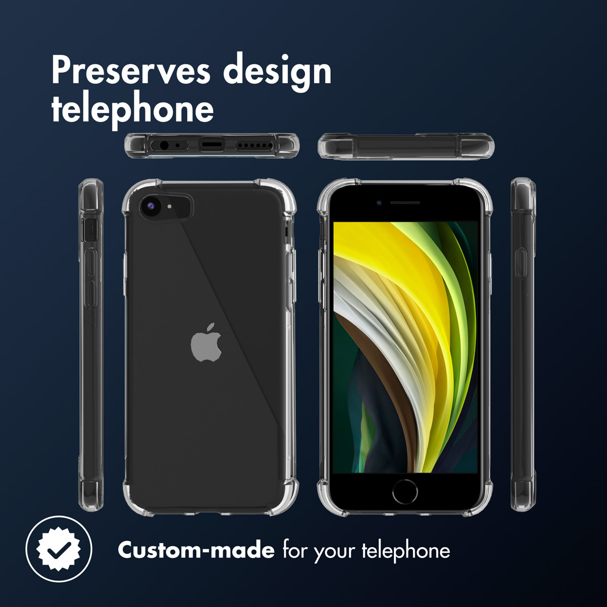 Transparante telefoonhoes, iPhone, transparant, op maat gemaakt.