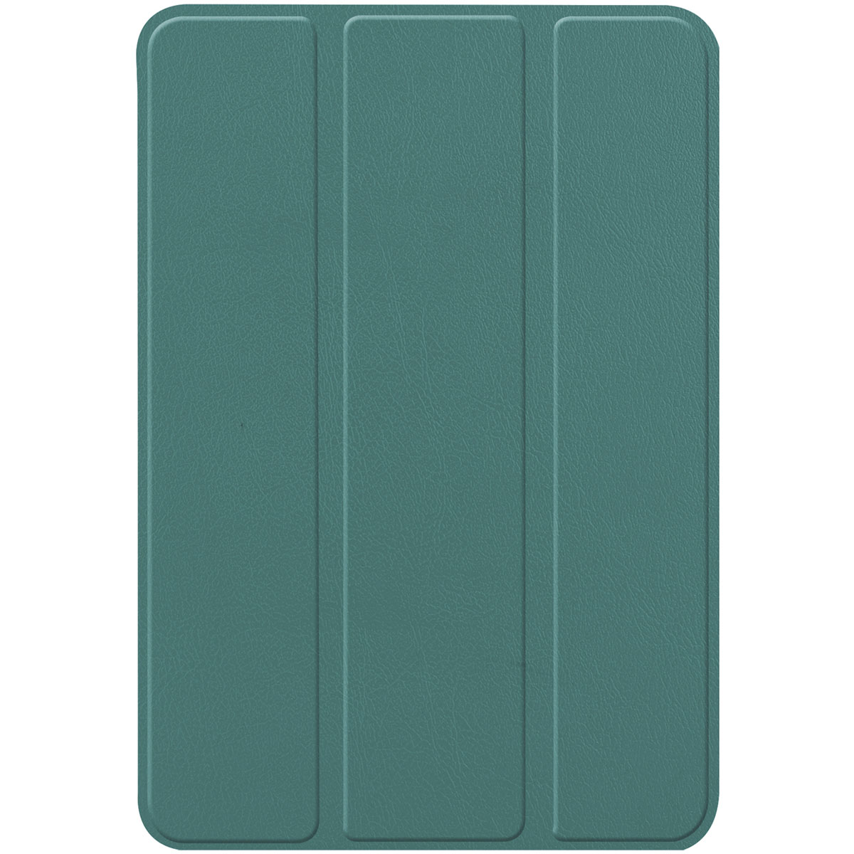 Green tablet cover, closed. Three vertical lines.