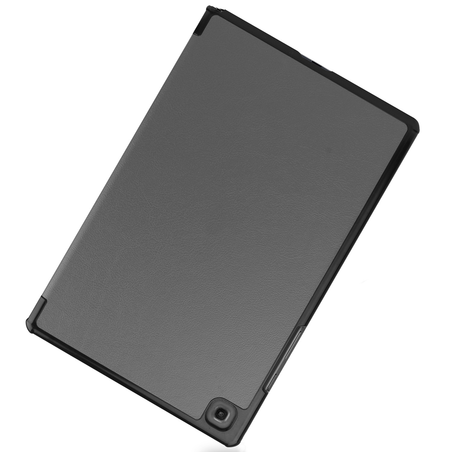 Black tablet case. The case is closed. The background is white.