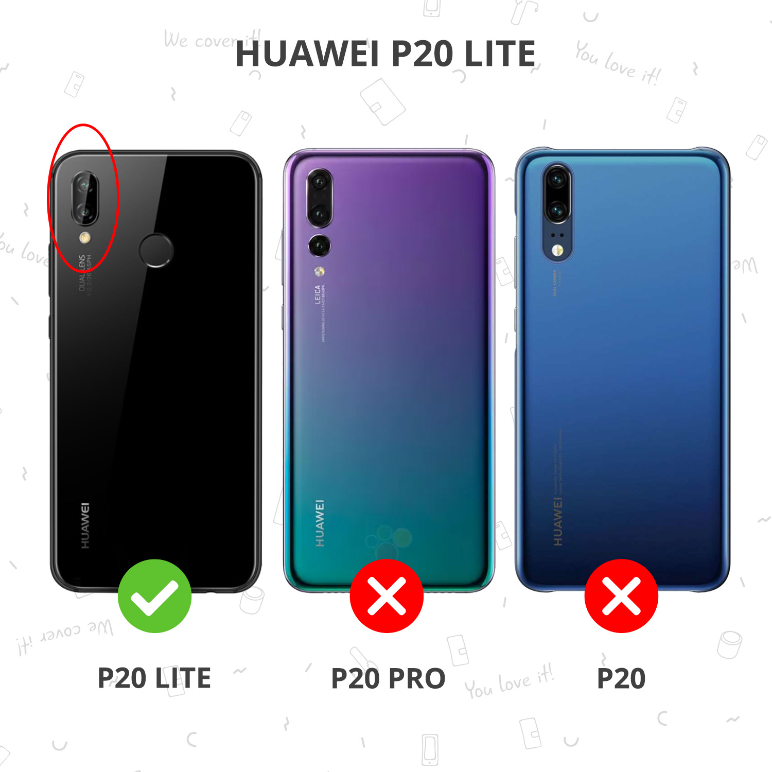 Trois téléphones. Celui du milieu est violet, les deux autres sont noirs et bleus. Texte en haut.