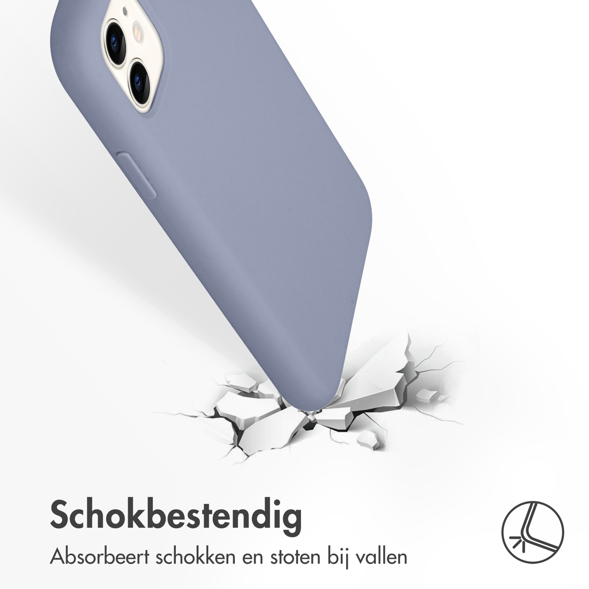 Blauwe telefoonhoes valt op een oppervlak, toont de impact en het versplinteringseffect.