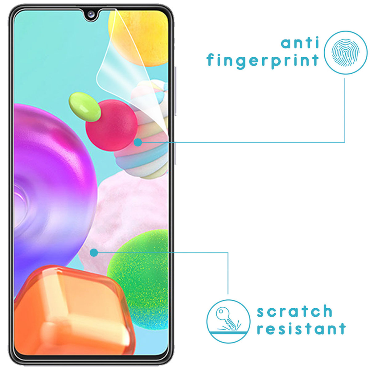Phone screen with anti-fingerprint and scratch-resistant features.