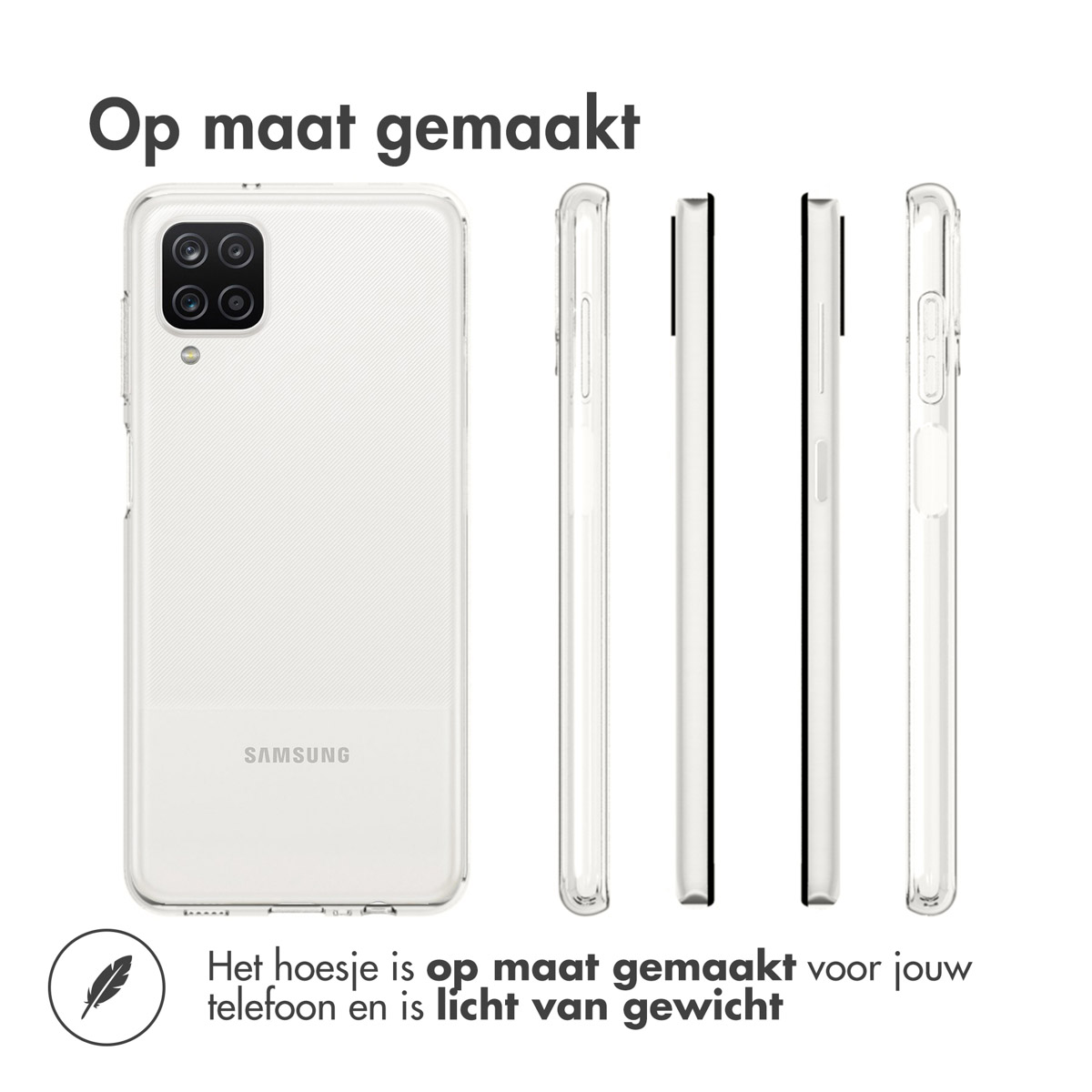 Een witte telefoonhoes. De hoes heeft een glad oppervlak en is lichtgewicht, op maat gemaakt voor de telefoon.