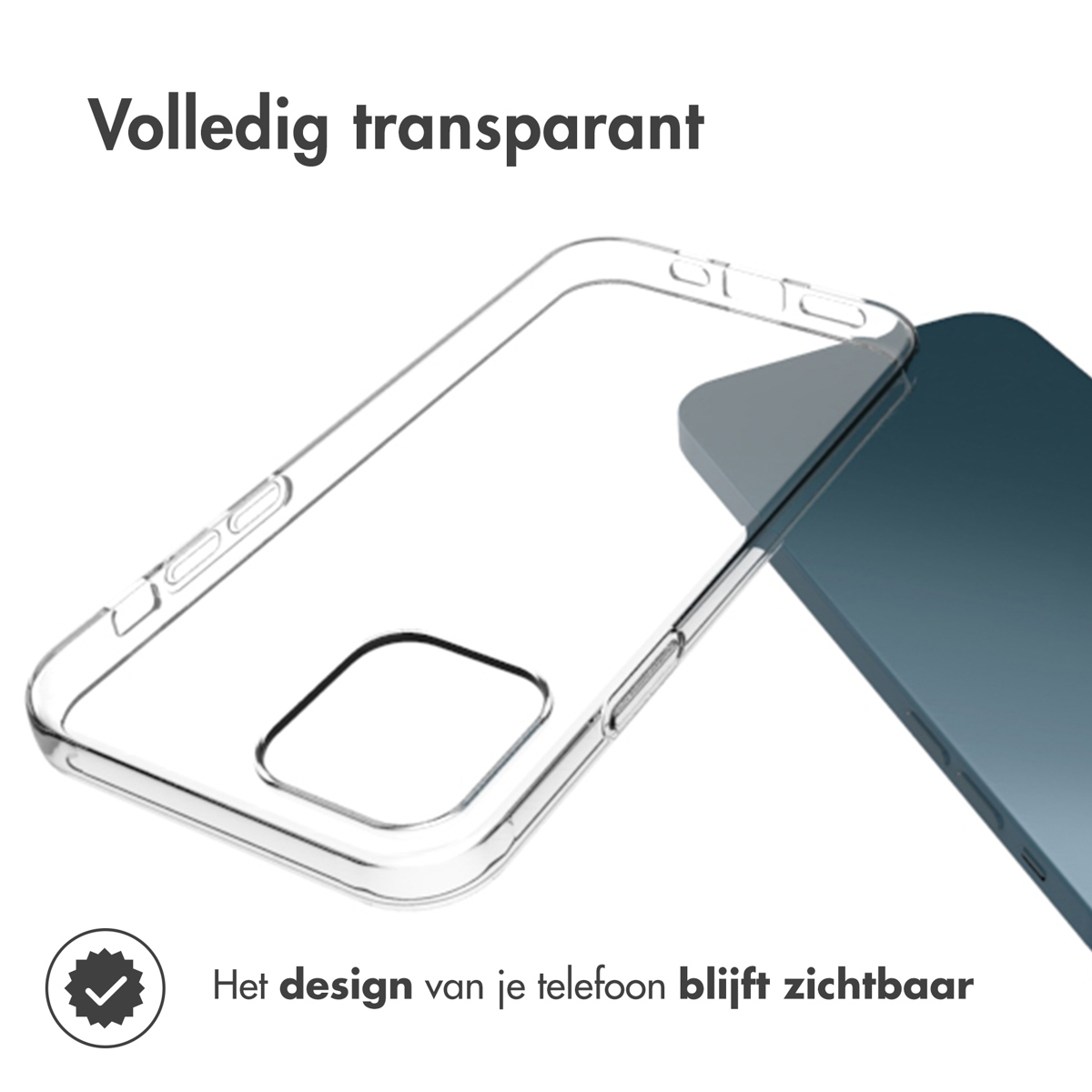 Una custodia trasparente per telefono. Il design del telefono rimane visibile.