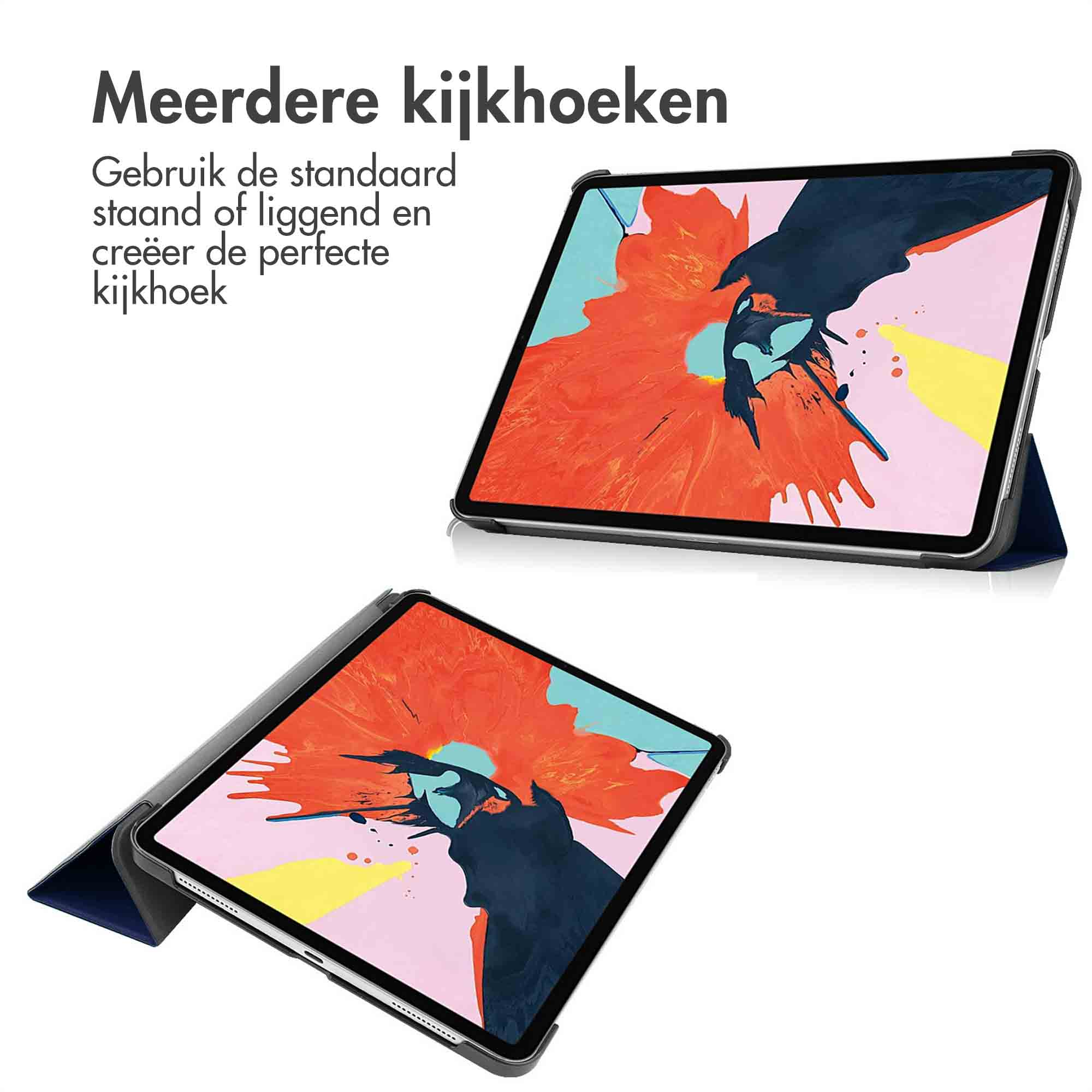 IMOSHION Custodia protettiva Bookcover Trifold Custodia per tablet Copertina per Apple Ecopelle, Blu scuro