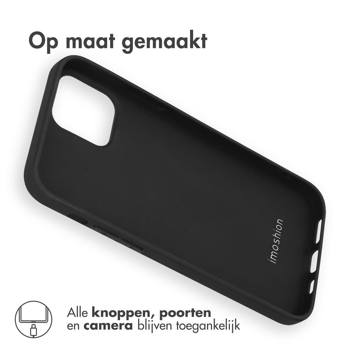 Zwarte telefoonhoes met de merknaam imoshion erop gedrukt.