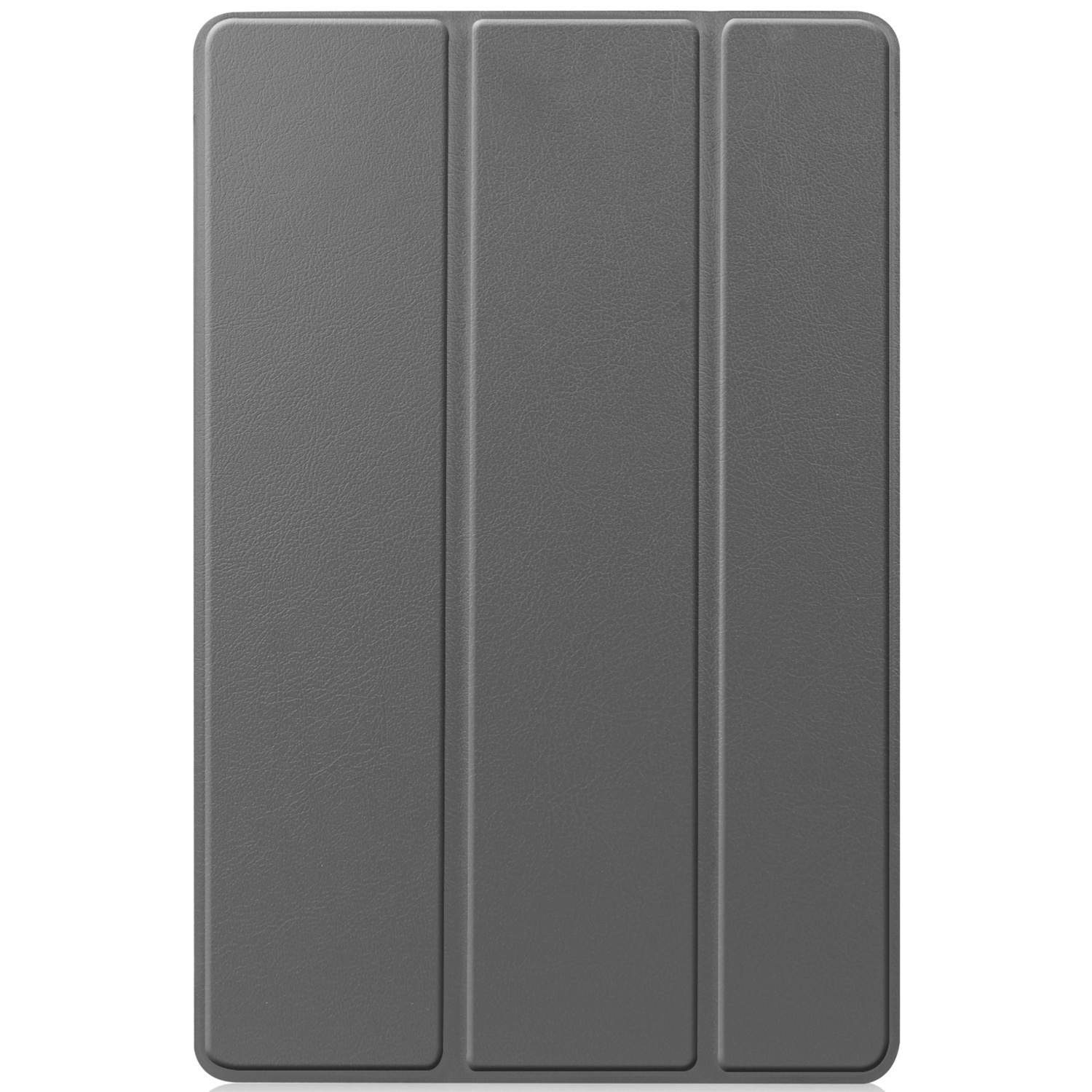 Étui de tablette gris avec trois plis. L'étui est fermé.