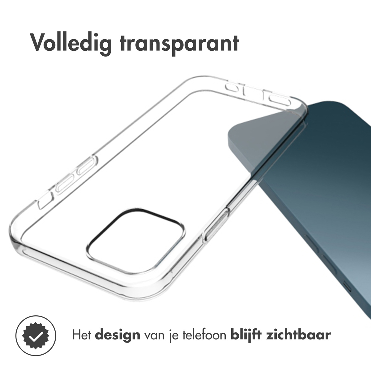 Custodia trasparente per telefono che mostra un telefono. Il design del tuo telefono rimane visibile.