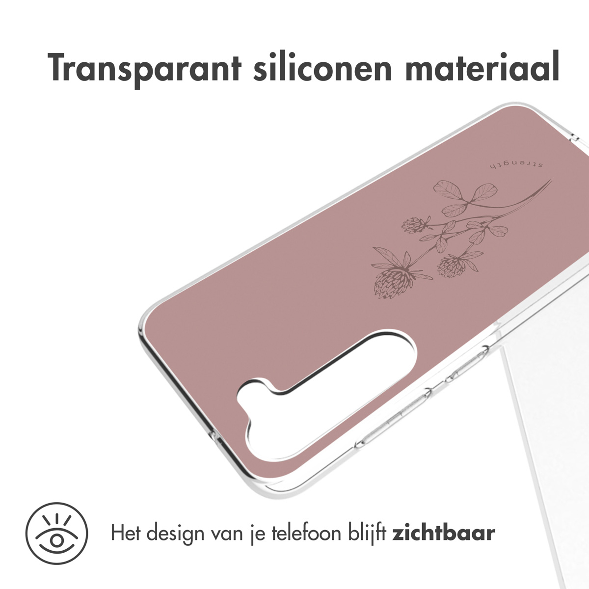 Pink phone case with a floral design. The phone's design is visible.