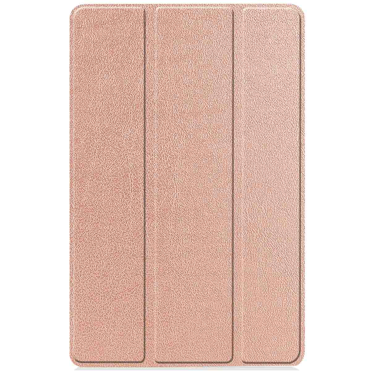 Closed tablet case with a peach-colored, textured surface. Three vertical lines are visible.