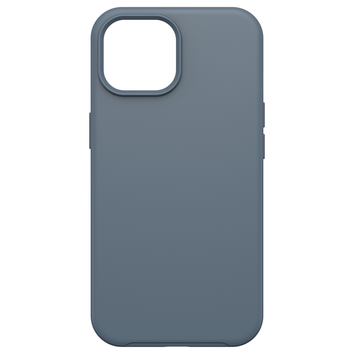 Coque de téléphone bleue avec une seule découpe pour l'appareil photo. La coque est de couleur bleue unie.