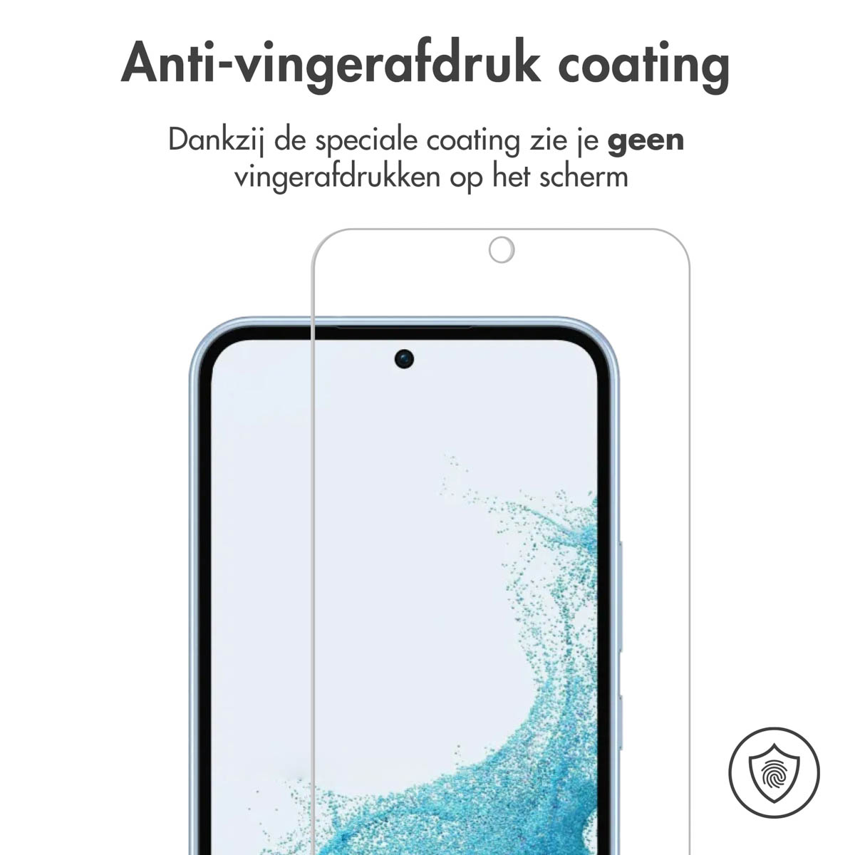 Phone screen with protector applied. Shows a clear screen with text.