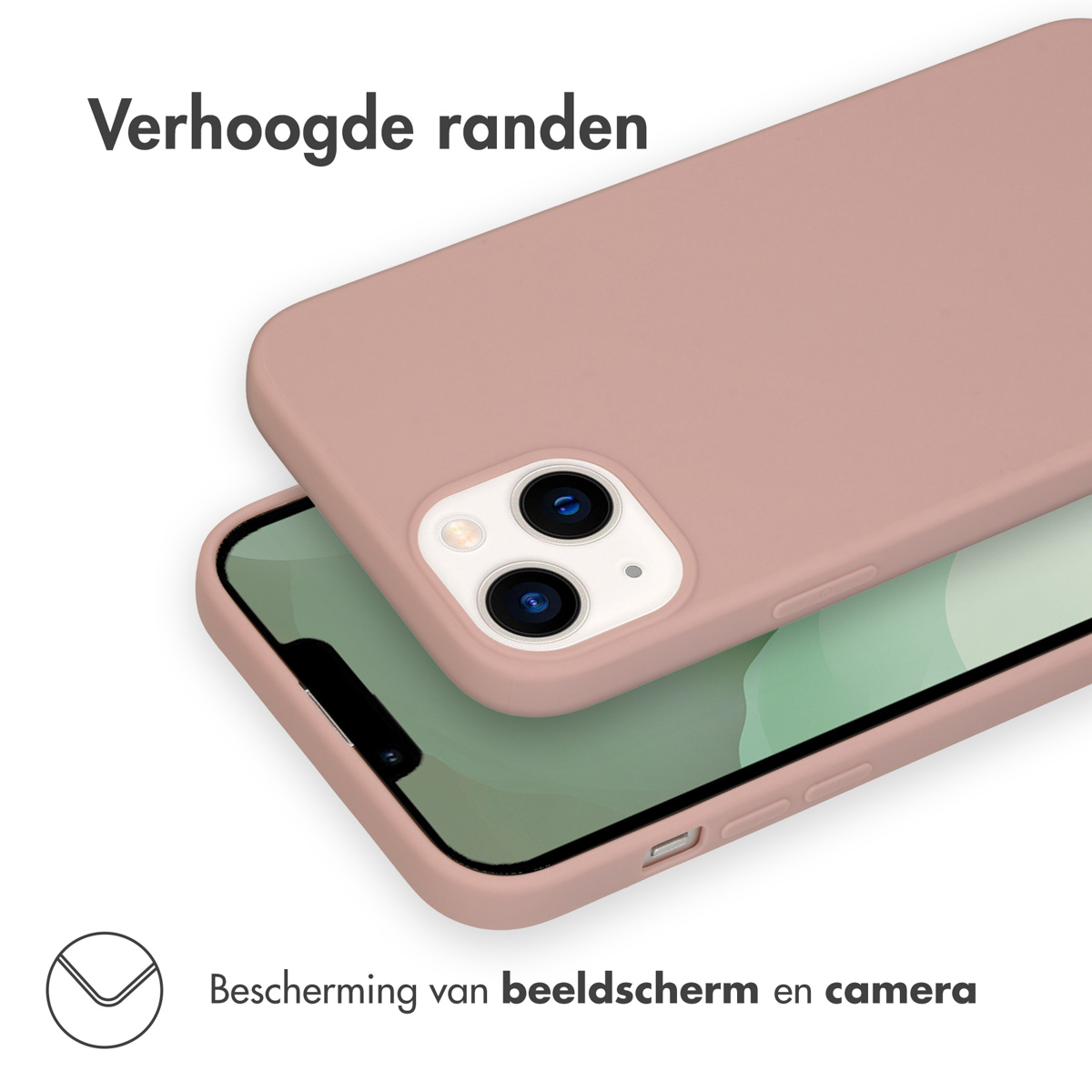 Roze telefoonhoesje op een telefoon. Beschermt het scherm en de camera.