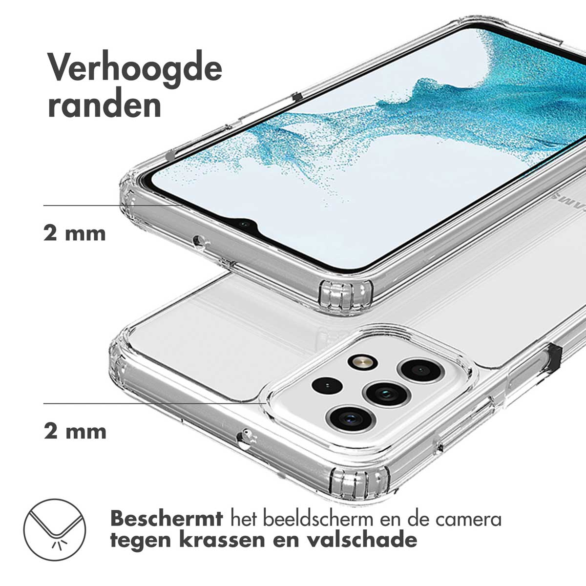 Coque transparente sur le téléphone. La coque protège l'écran et la caméra.
