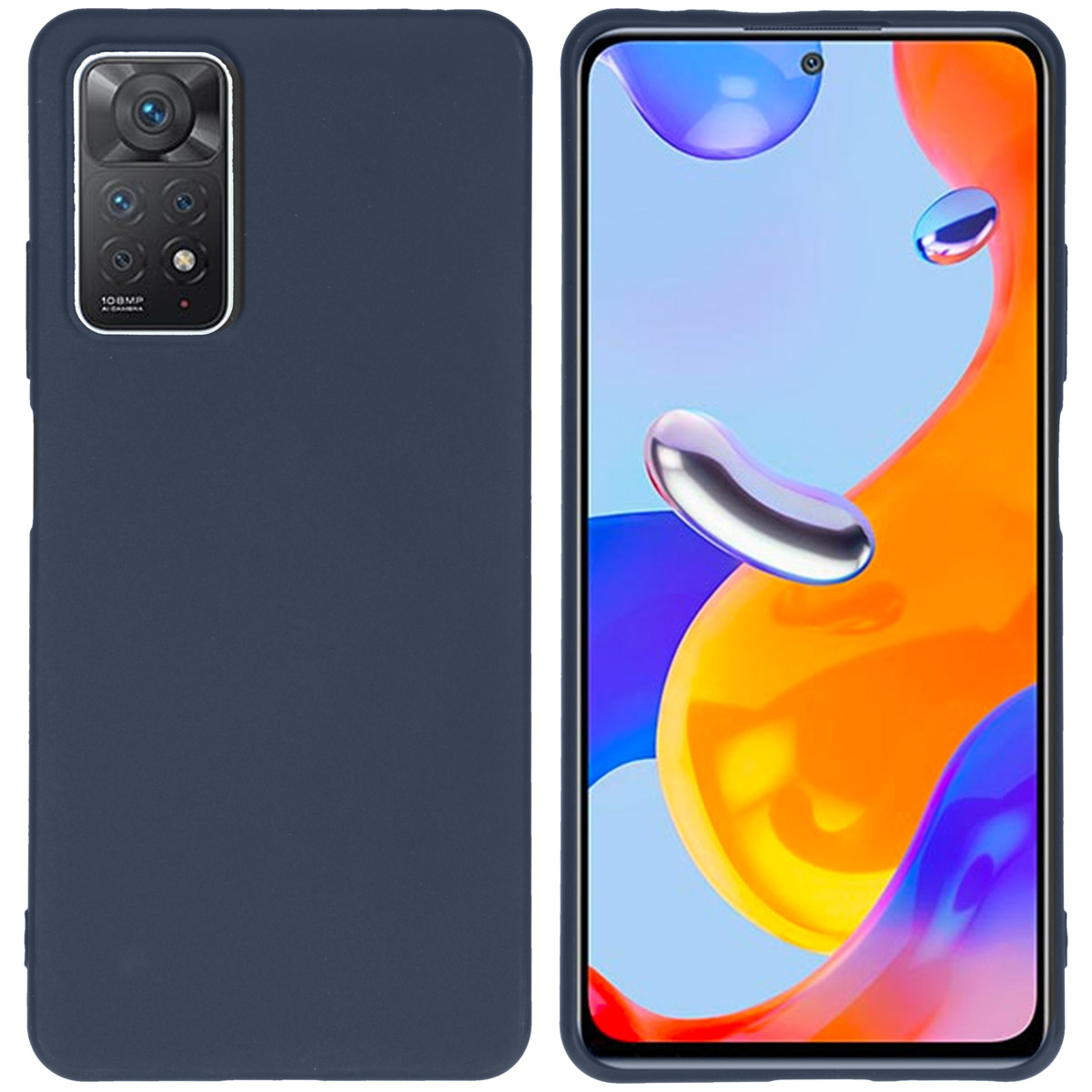 Twee telefoonhoesjes, één met de achterkant met camera, de andere met het scherm.