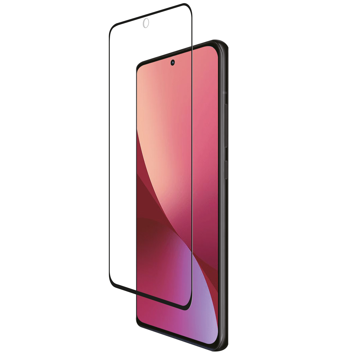 A phone with a screen protector being applied. The phone is pink.