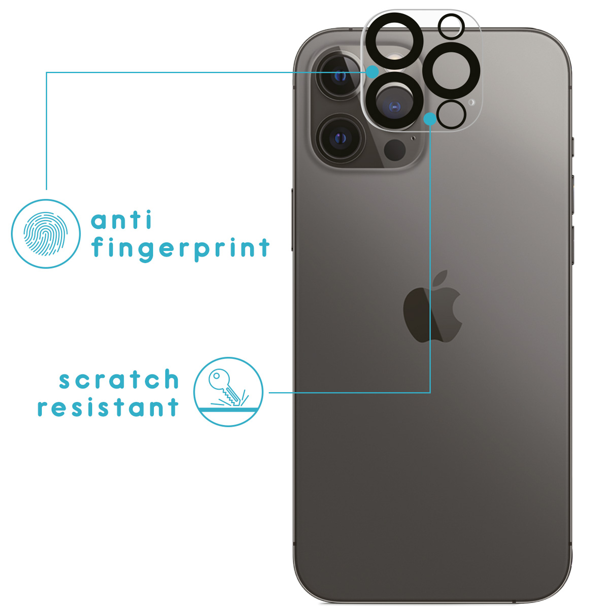 Telefoon met een schermbeschermer. Anti-vingerafdruk en krasbestendig. Beschermer bedekt cameralenzen.