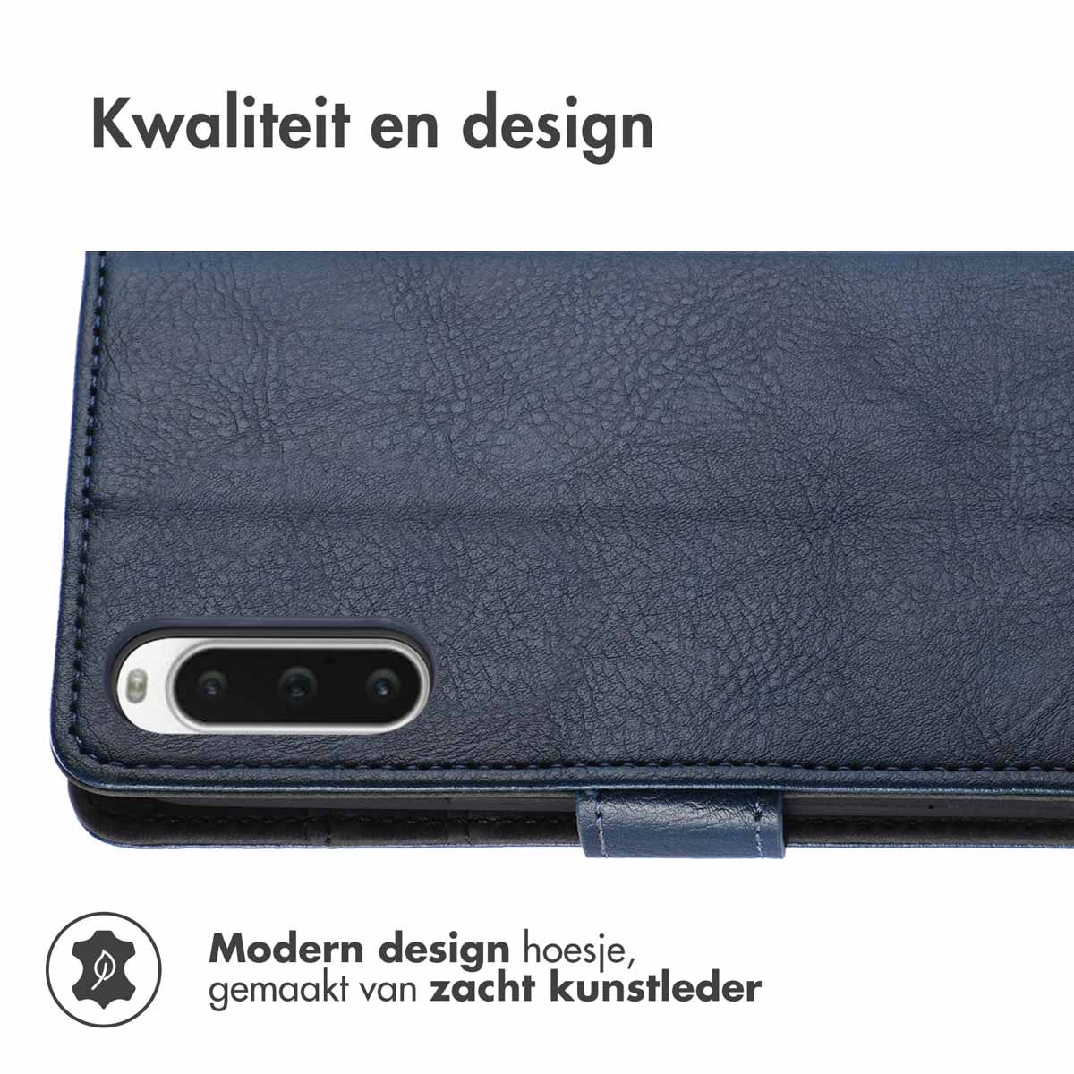 Coque de téléphone bleu foncé, montrant l'arrière du téléphone, avec une caméra.
