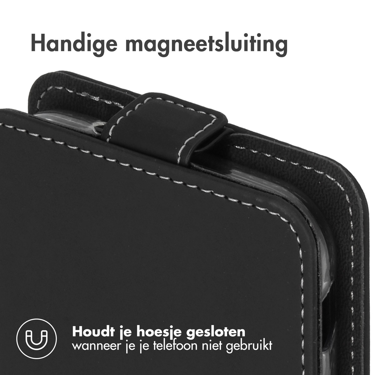 Custodia nera con chiusura magnetica. Mantiene la custodia chiusa quando non in uso.
