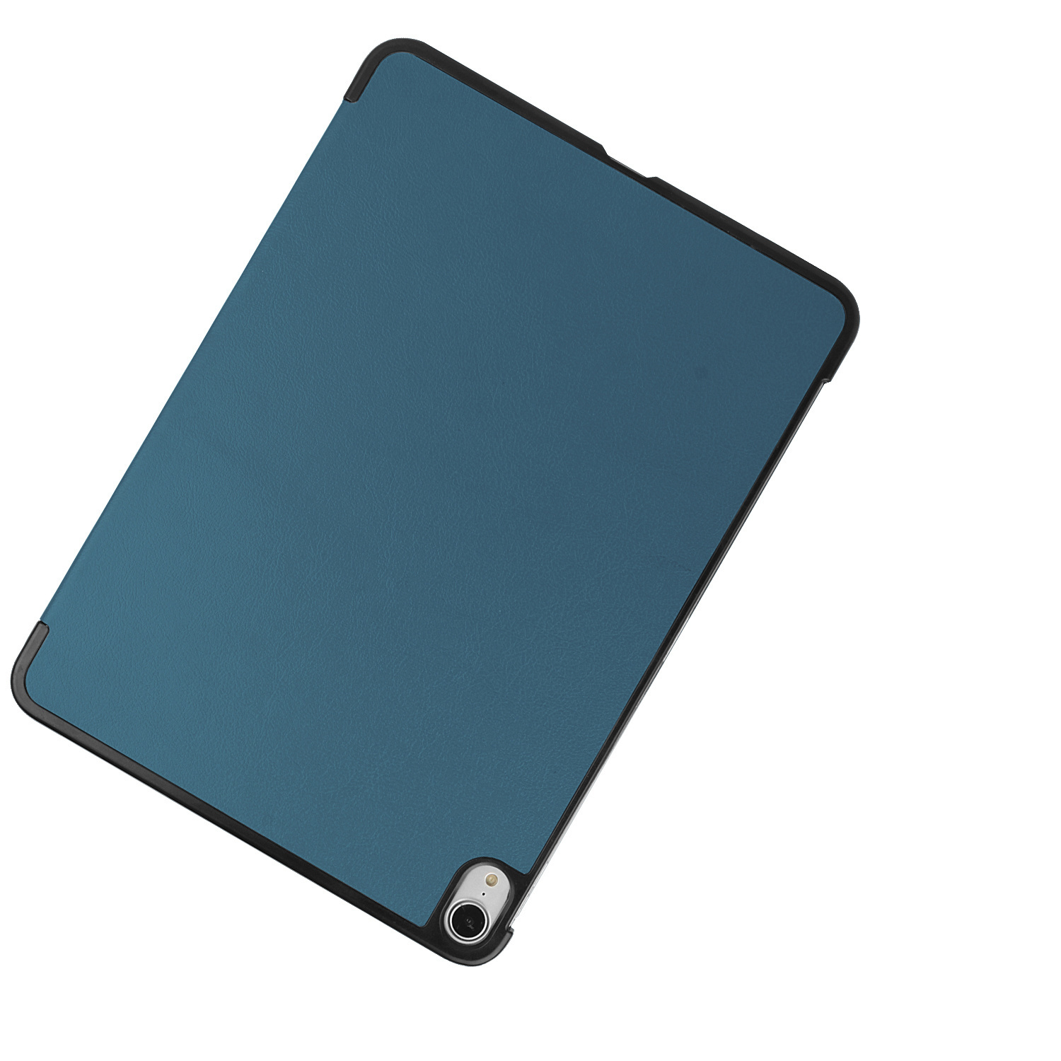 Custodia blu per tablet. La custodia è blu e ha un bordo nero.