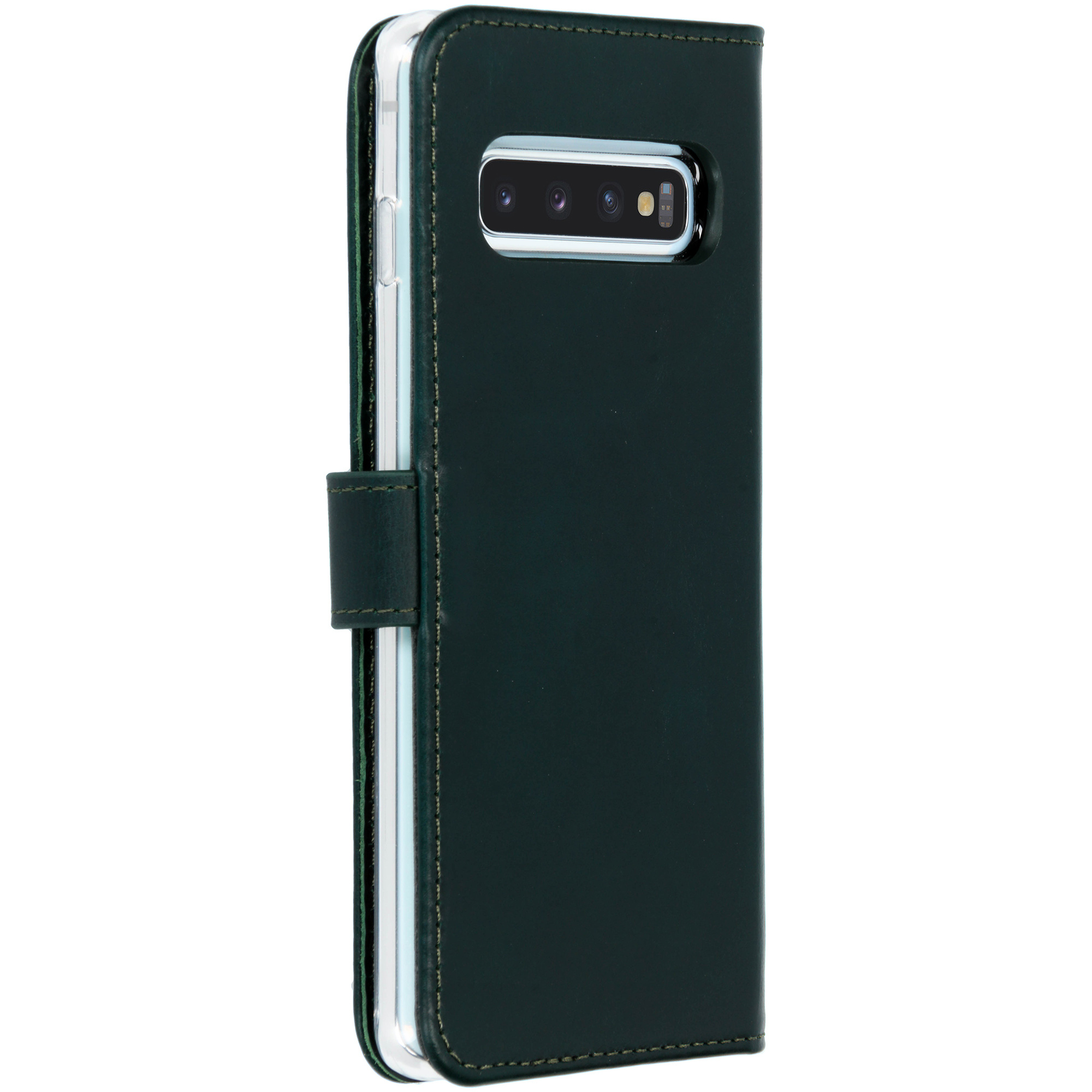 Groene telefoonhoes, telefoon in beeld.