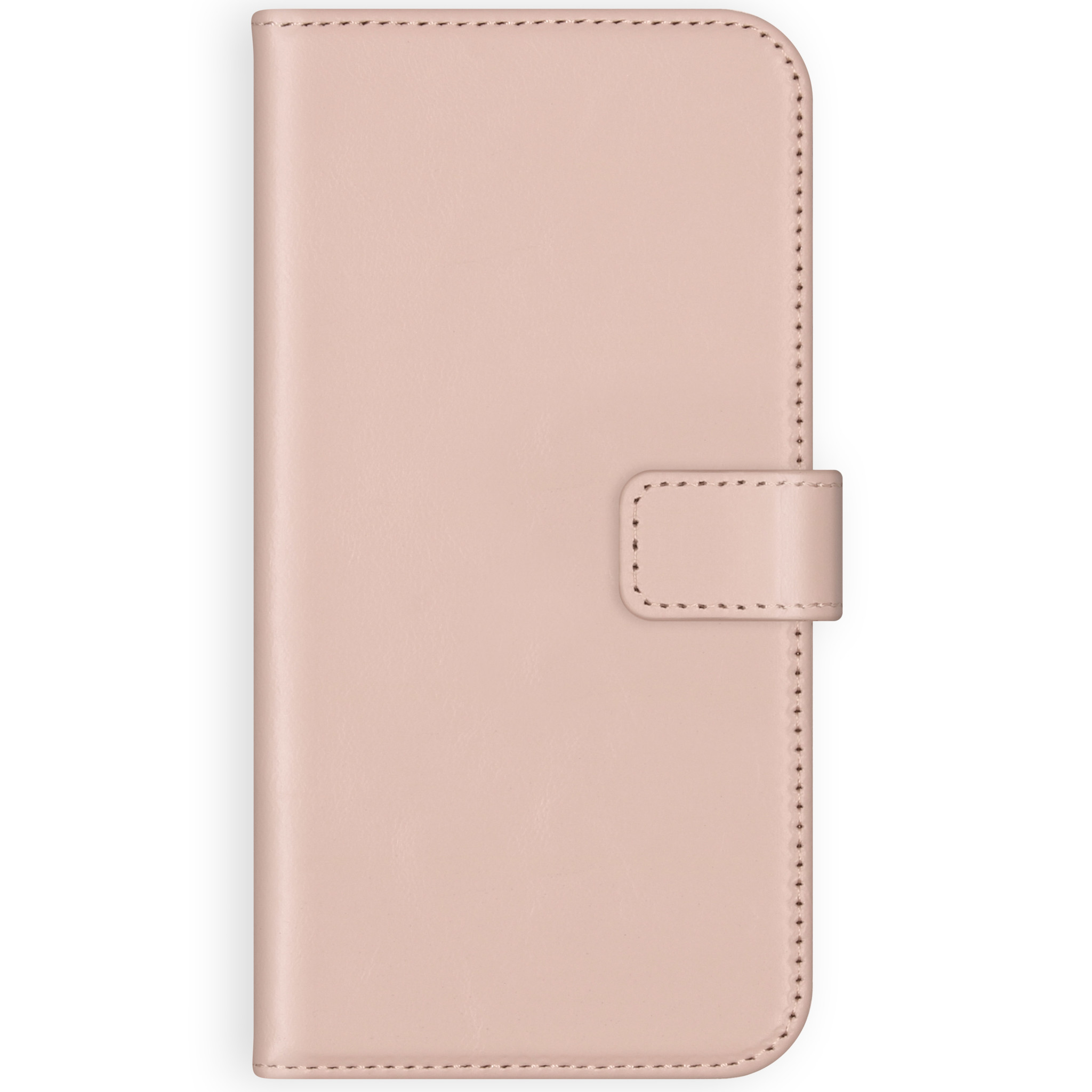 Coque de téléphone rose avec fermoir magnétique. La coque est fermée.