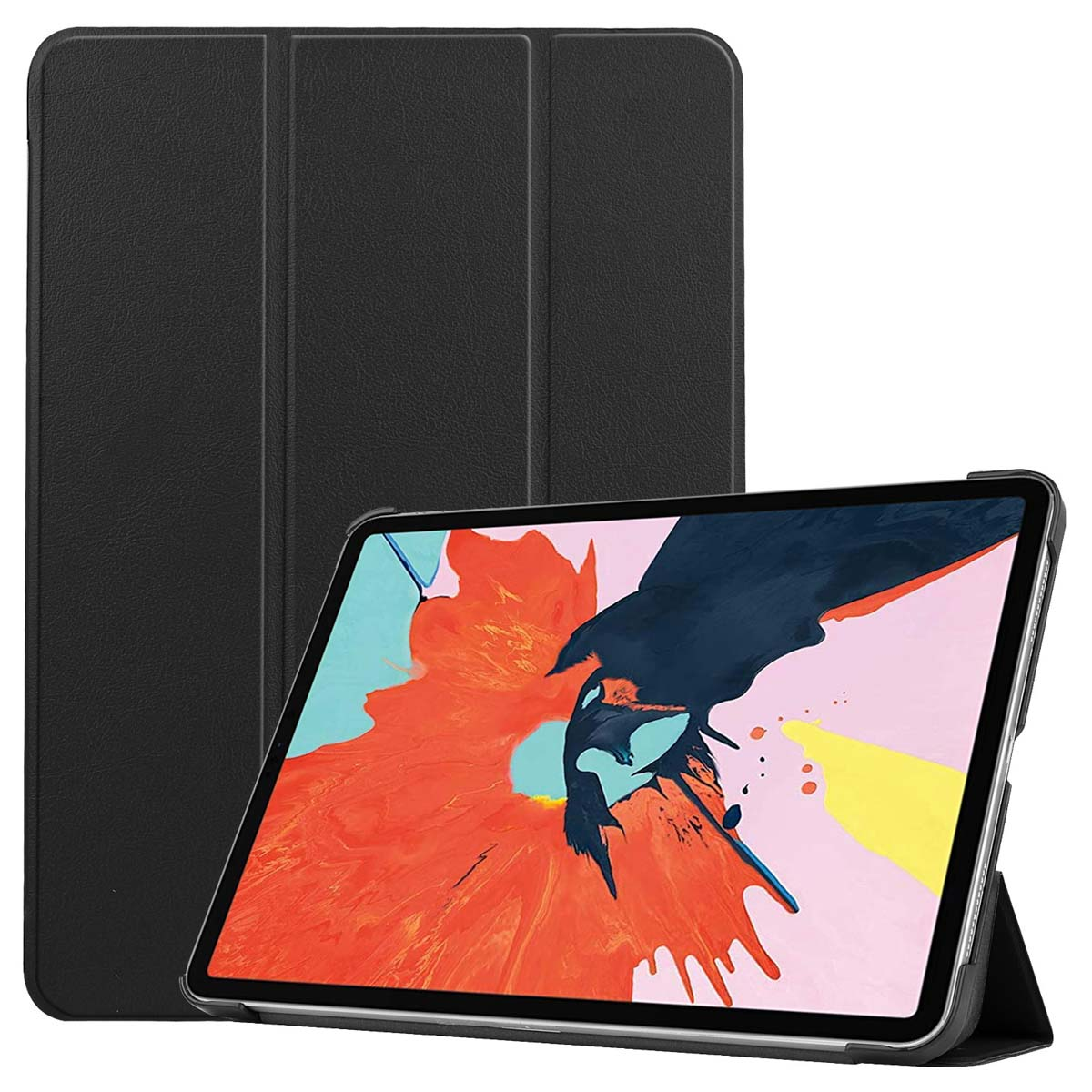 Schwarze Tablet-Hülle mit Tablet darin. Der Text oben lautet: Standaard functie.