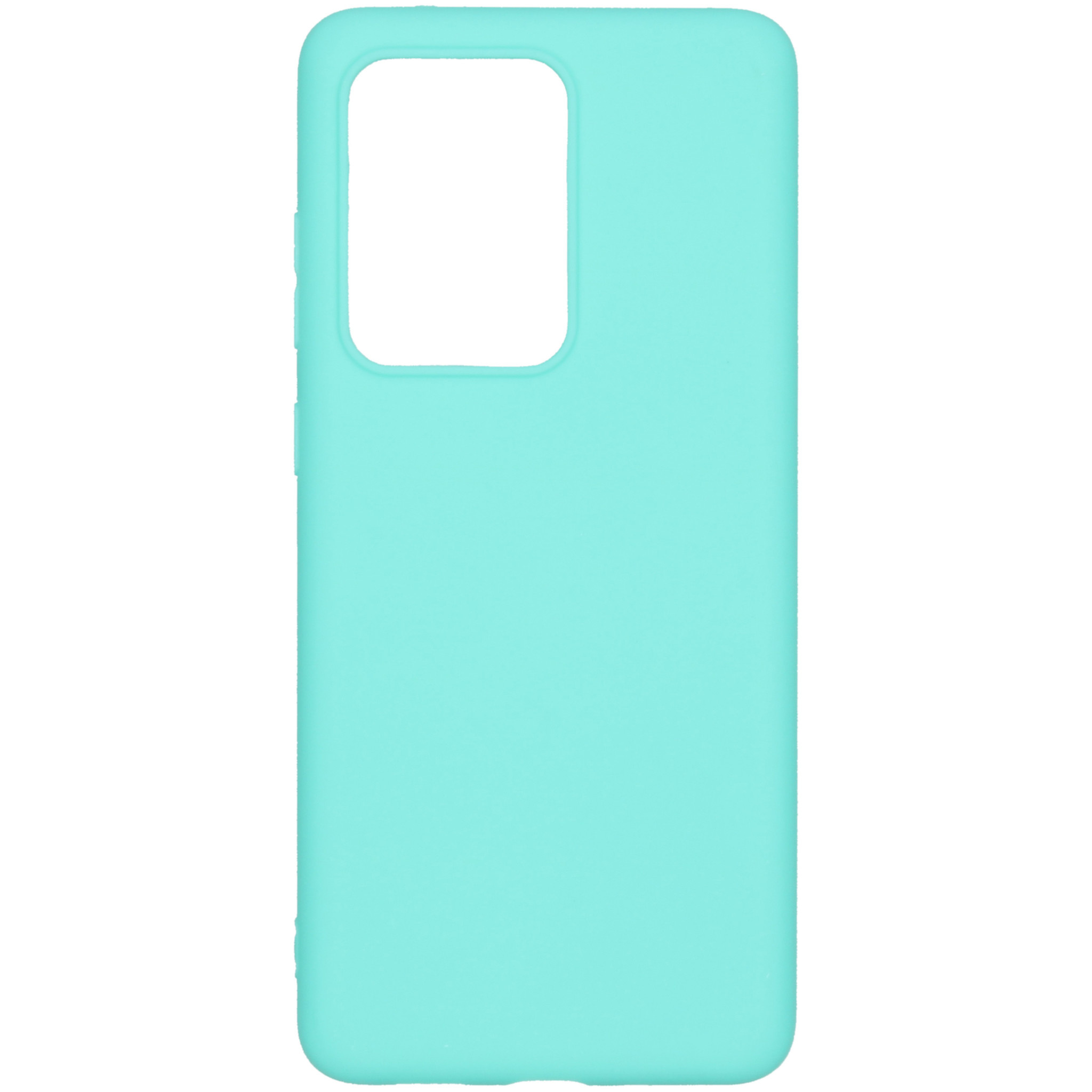 Coque de téléphone bleu clair. L'arrière du téléphone est visible.