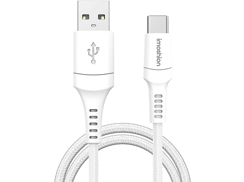 IMOSHION Braided USB-C naar USB A kabel - 2 meter, USB-A naar USB-C, 2 m, Weiß