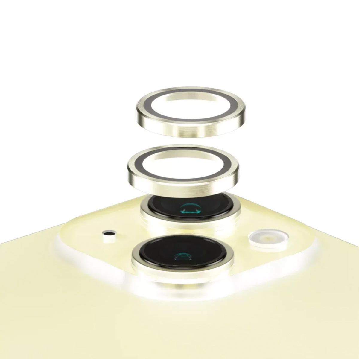 Beschermers voor cameralenzen van telefoons, drie stuks.