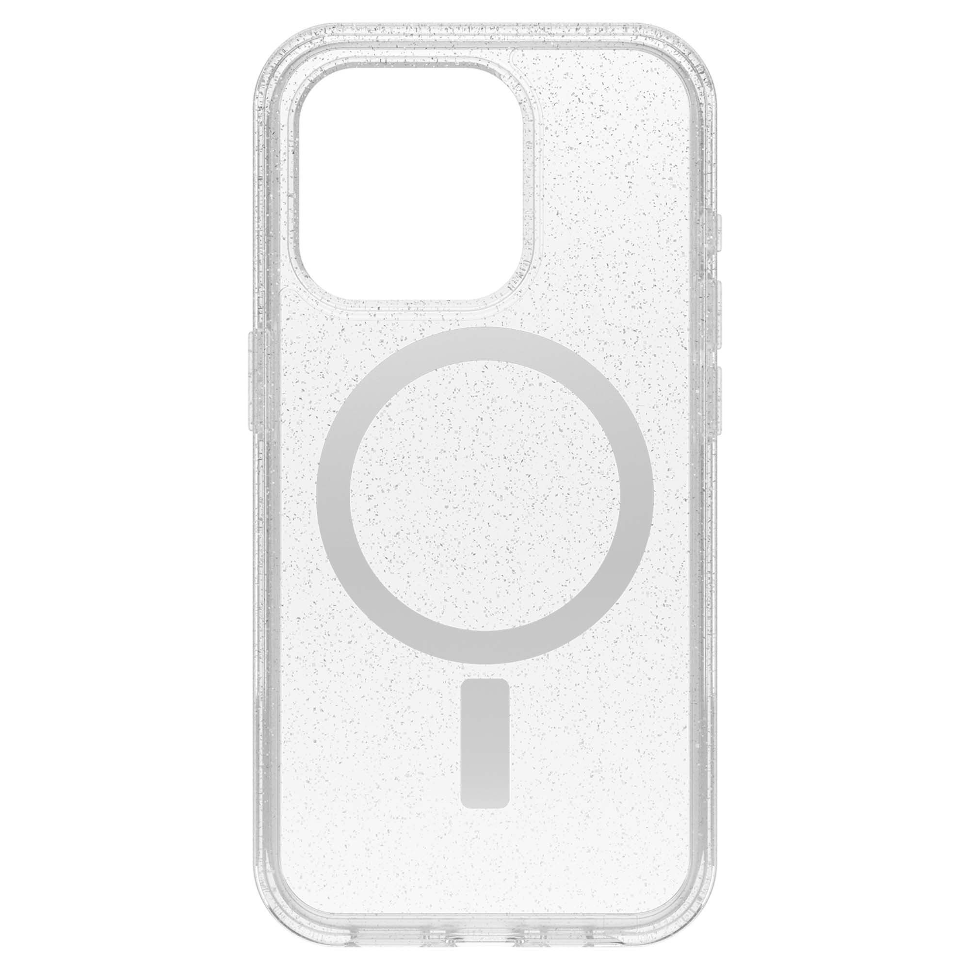 Transparente Handyhülle mit kreisförmigem Magnetelement.