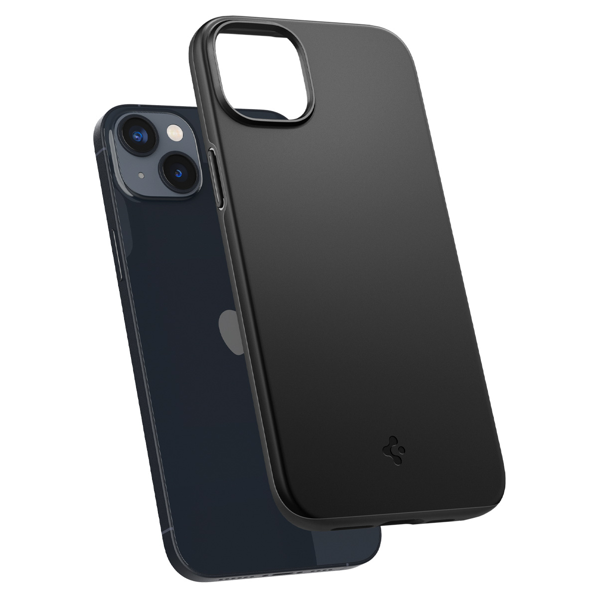 Custodia nera per telefono su un telefono nero. Logo Apple visibile sul telefono.