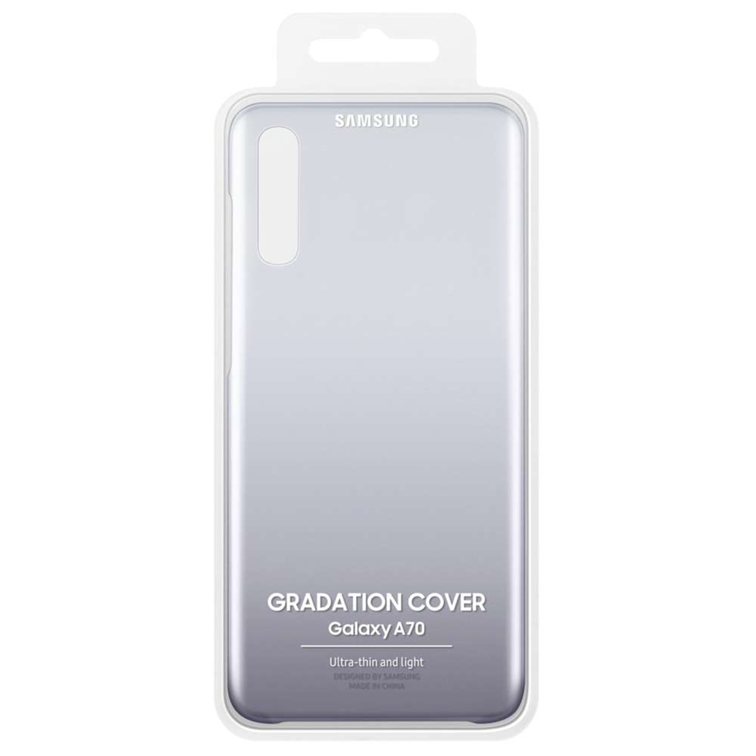Custodia trasparente per telefono con la scritta "Gradation Cover" stampata su sfondo bianco.