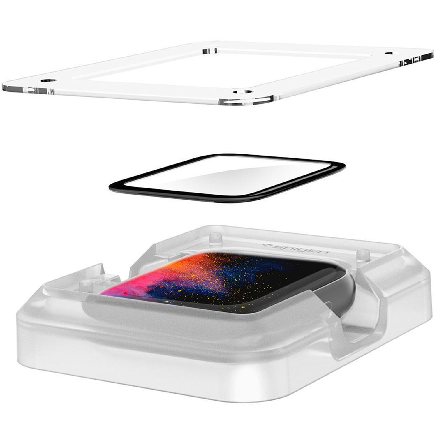 Funda protectora transparente con protector de pantalla y teléfono. Transparente y de varias piezas.