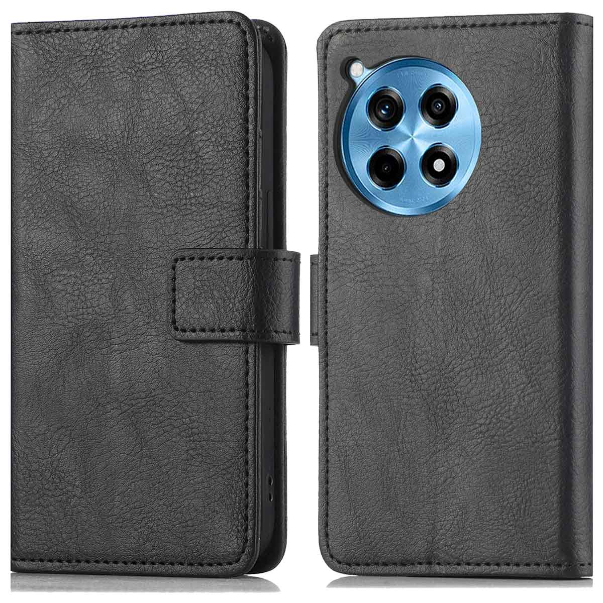 Coque de téléphone noire avec appareil photo et cache arrière. La coque a une finition noire.