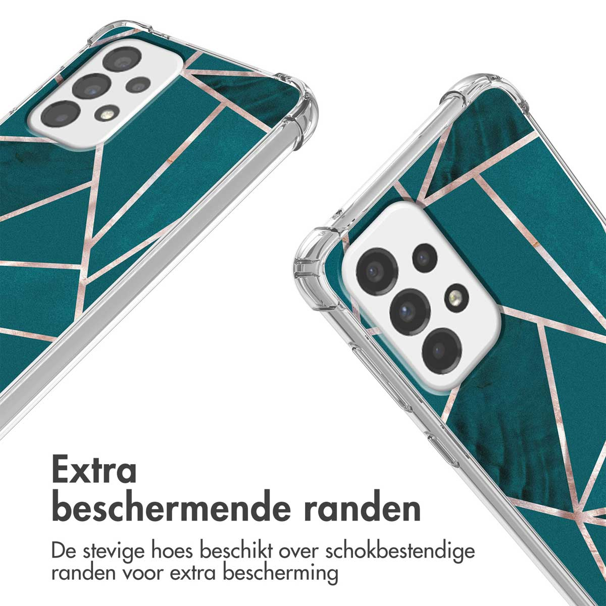 Deux coques de téléphone avec un motif géométrique. Coques transparentes avec des bords protecteurs supplémentaires.