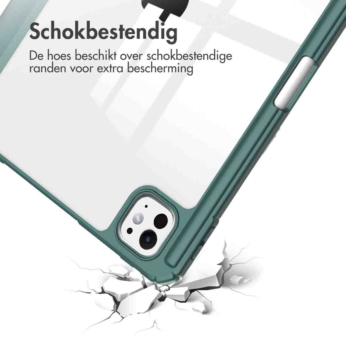 A phone case with a green frame, breaking apart a white surface.