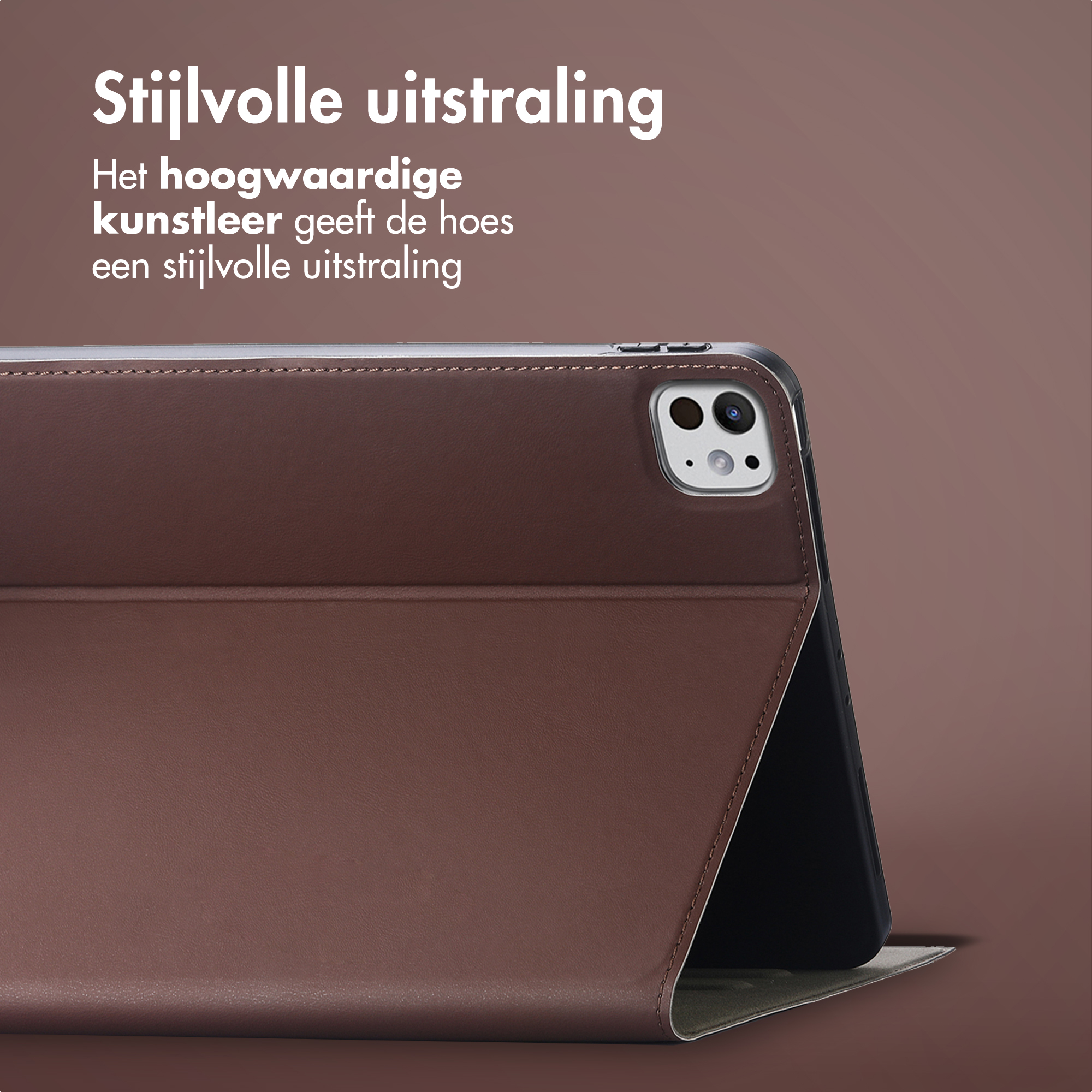 Brown leather phone case. Phone is inside the case. The case is open, showing the inside.