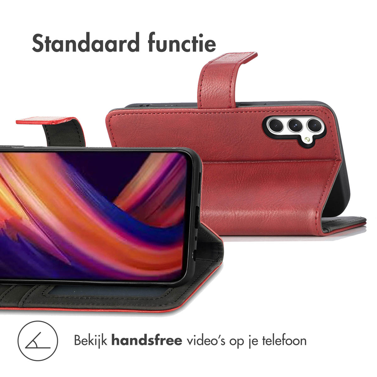 IMOSHION Coque folio compatible avec Samsung Galaxy A25 (5G) Étui de Téléphone voor Samsung Samsung Galaxy A25 (5G) Rouge